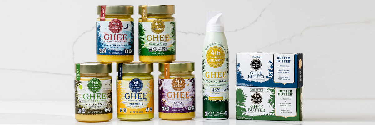 A selection of 4th & Heart ghee and pantry products.