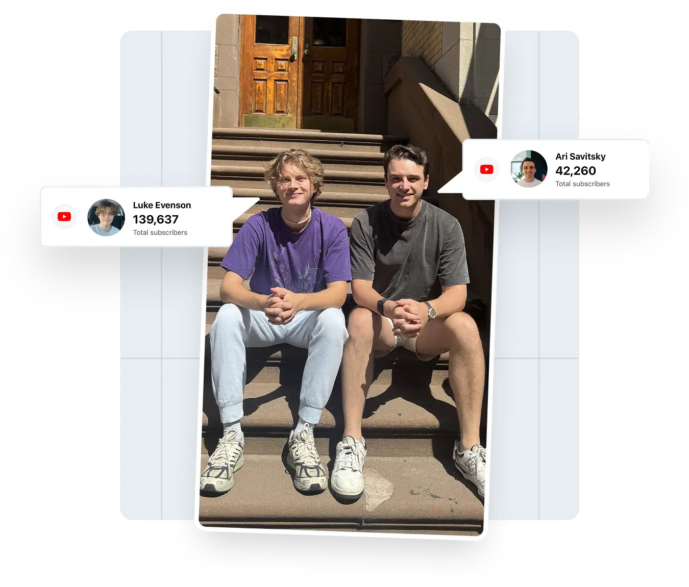 Ari and Luke sitting together outdoors.
